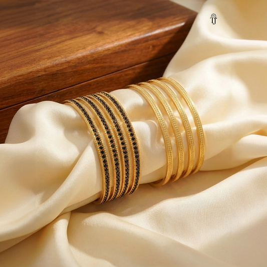 Elegant Gold Finish Daily Wear Bangles Combo Set of 4 Pair