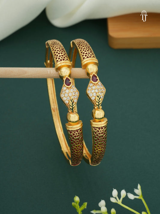 Beautiful Daily Wear Bangles With AD Stones Pack Of 2 Pieces ( 1 Pair )
