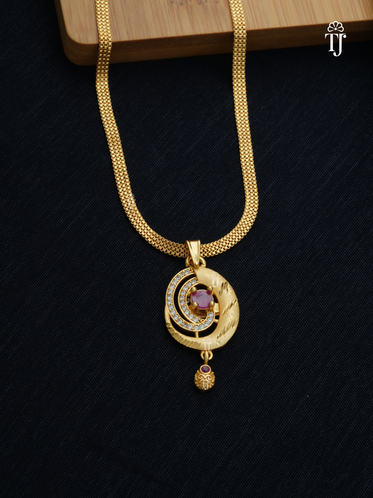 Women 1 Gram Gold Plated Pendant Set | Stylish Pendant and Earrings Set