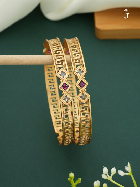 Beautiful Daily Wear Bangles With AD Stones Pack Of 2 Pieces ( 1 Pair )