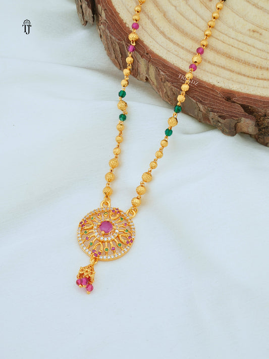 Micro Gold Plated Pendant and Beads Chain For Women