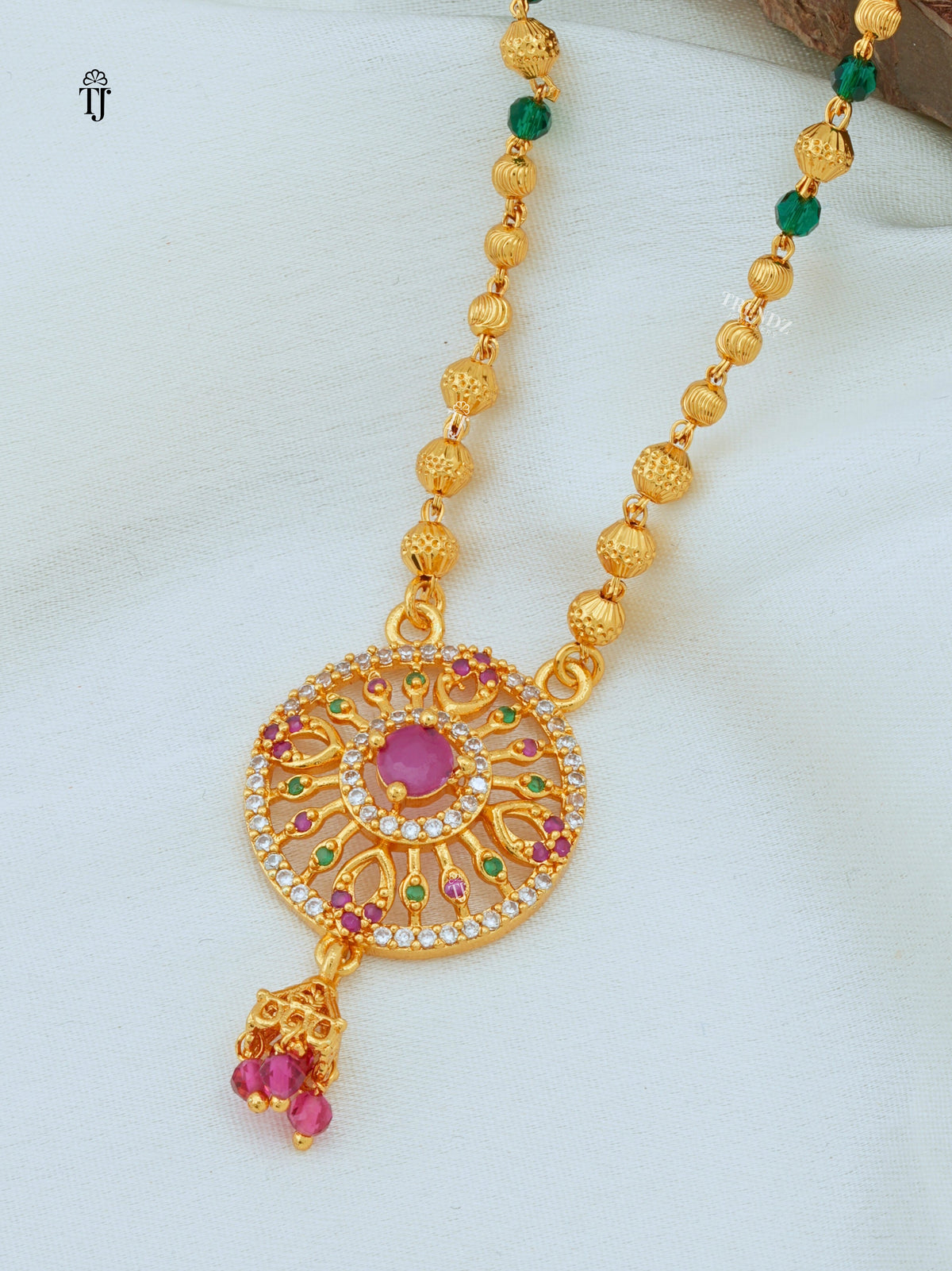 Micro Gold Plated Pendant and Beads Chain For Women