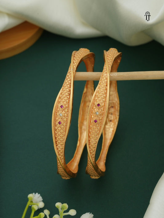 Artificial Brass Bangles | Trendy AD Diamond Bangles with Unique Design