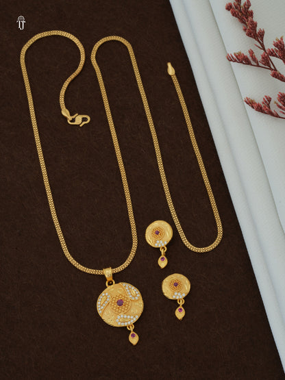 Artificial Pendant Set for Girls | Rare Designer Pendant & Earrings (1 Set)