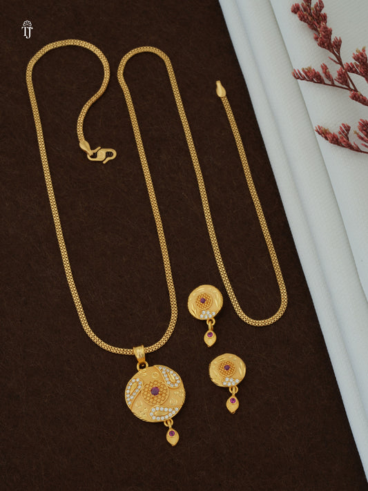 Artificial Pendant Set for Girls | Rare Designer Pendant & Earrings (1 Set)