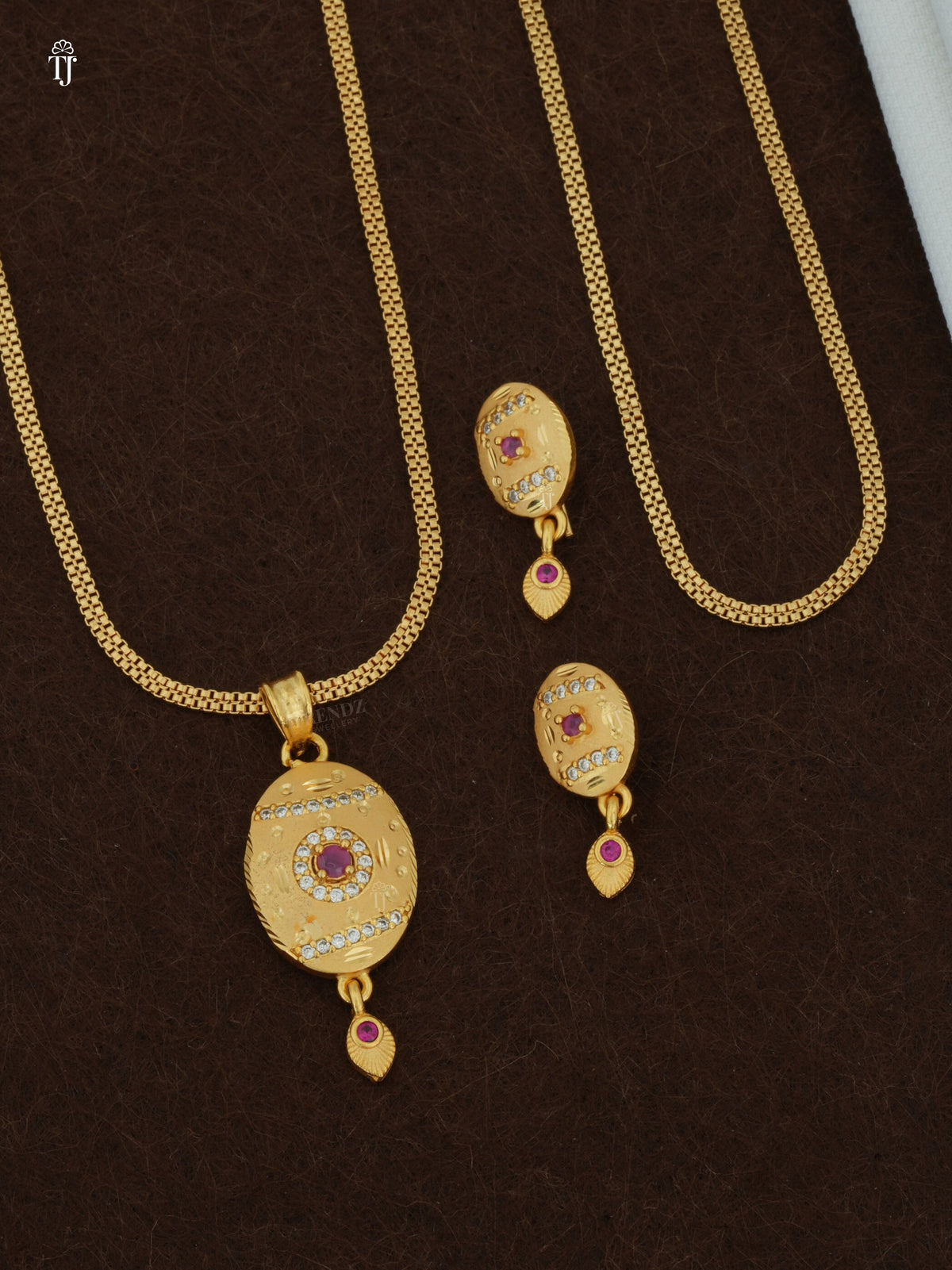 Artificial Pendant with Earrings | Chic Designer Gold-Plated Set (1 Set)