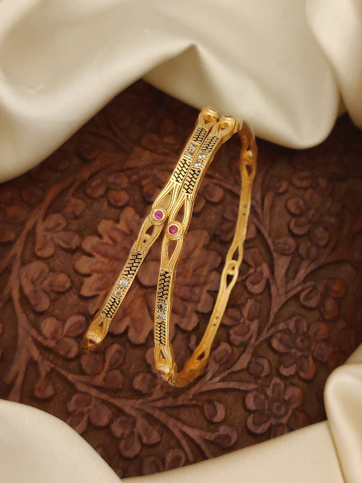 Beautiful Daily Wear Bangles With AD Stones Pack OF 2 Pieces ( 1 Pair )