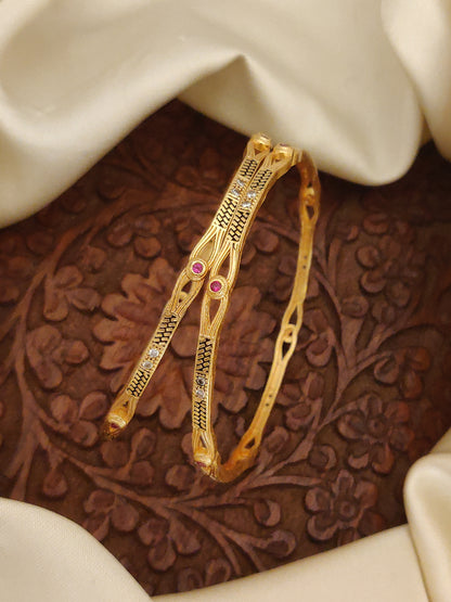 Beautiful Daily Wear Bangles With AD Stones Pack OF 2 Pieces ( 1 Pair )