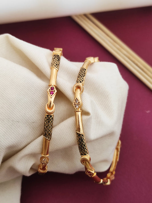 Beautiful Daily Wear Bangles With AD Stones Pack OF 2 Pieces ( 1 Pair )