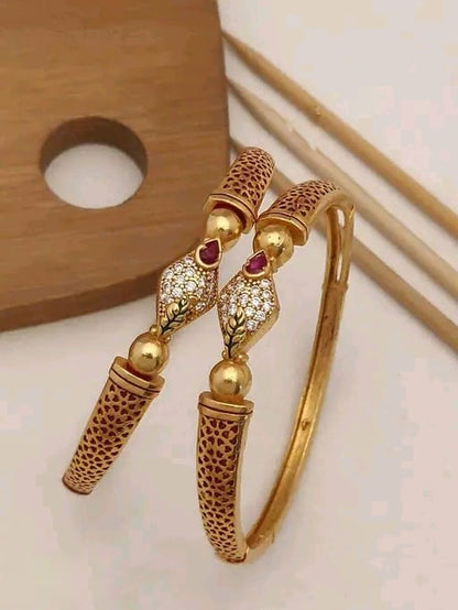 Beautiful Daily Wear Bangles With AD Stones Pack Of 2 Pieces ( 1 Pair )