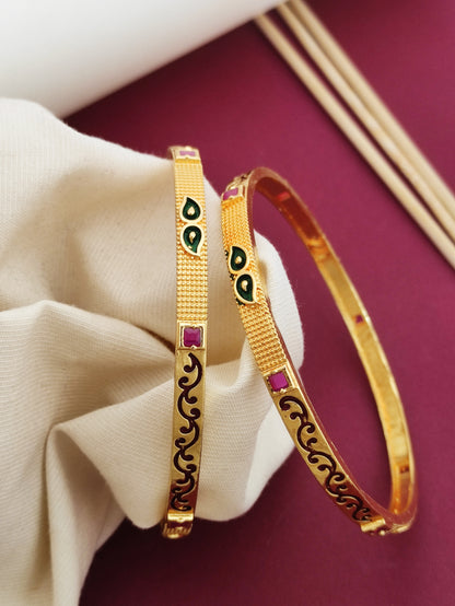 Beautiful Meena Work With Micro Gold Finish Work Pack Of 2 Pieces ( 1 Pair )