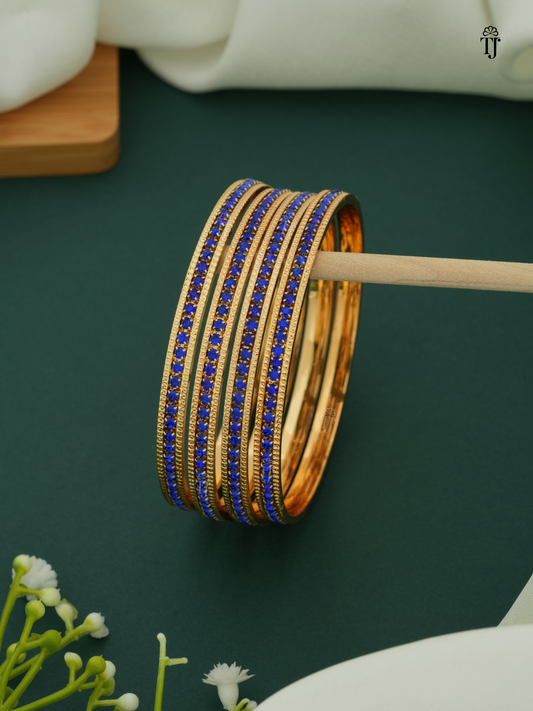 Blue Girls Diamond Bangles Set of 4 | Stylish & Vibrant Bangle Set for Girls