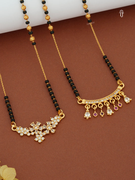 Buy AD Mangalsutra Online | Flower Design & AD Shape Mangalsutra Combo