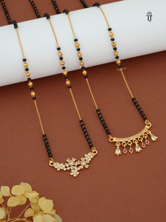 Buy AD Mangalsutra Online | Flower Design & AD Shape Mangalsutra Combo