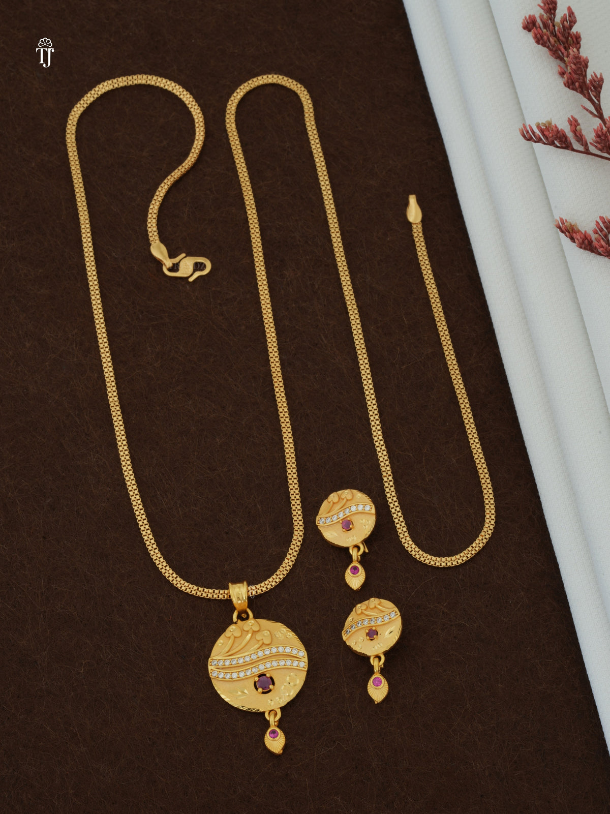 Buy Artificial Pendant Set Online | 3-Heart Designer Pendant & Earrings