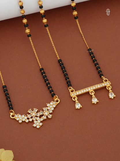 Buy Women AD Mangalsutra Design Online | White Diamond & Black Beads Mangalsutra – 22 Inch