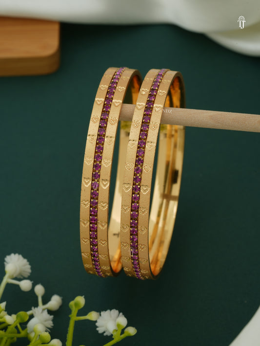 CNC Bangles Ideas | Pink Diamond Heart-Shape Design Set
