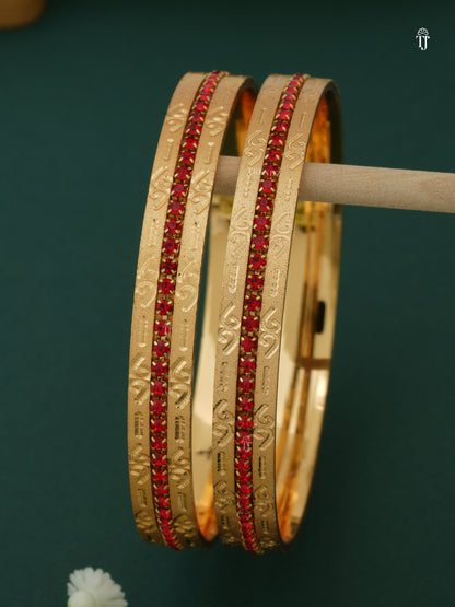 CNC Bangles with Diamond Price | Red Diamond Heart-Shape Design Set for Women