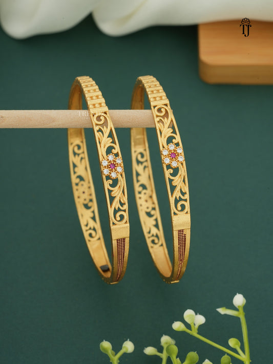 Beautiful Daily Wear Bangles With AD Stones Pack OF 2 Pieces ( 1 Pair )