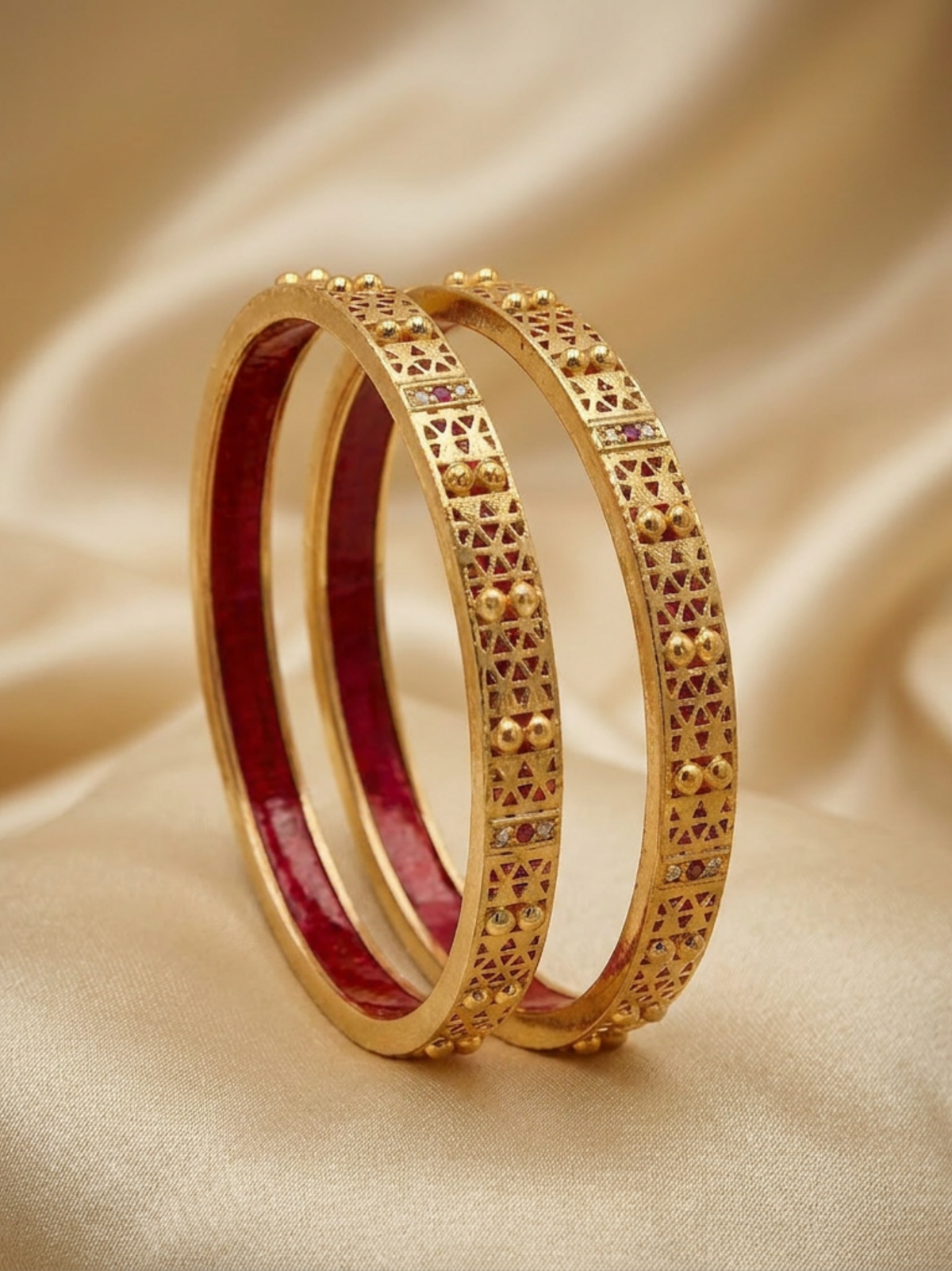Classic Ethnic Ruby Kada Style Bangles for Women