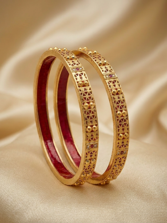 Classic Ethnic Ruby Kada Style Bangles for Women
