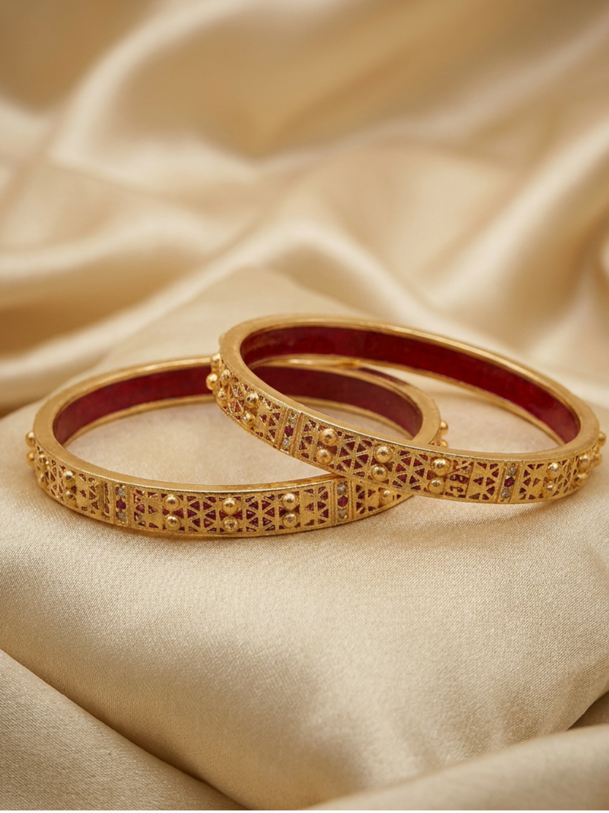 Classic Ethnic Ruby Kada Style Bangles for Women