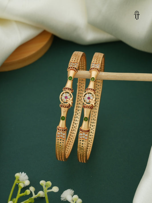 Colorful Stone AD Bangles | Trendy Flower & Butterfly Design