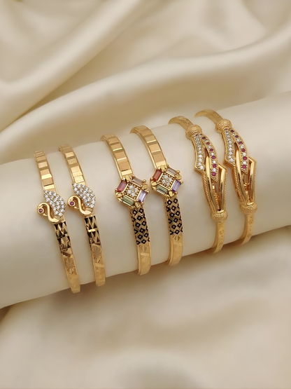 Combo Of 3 Heritage Ruby & Gold Bracelet Set