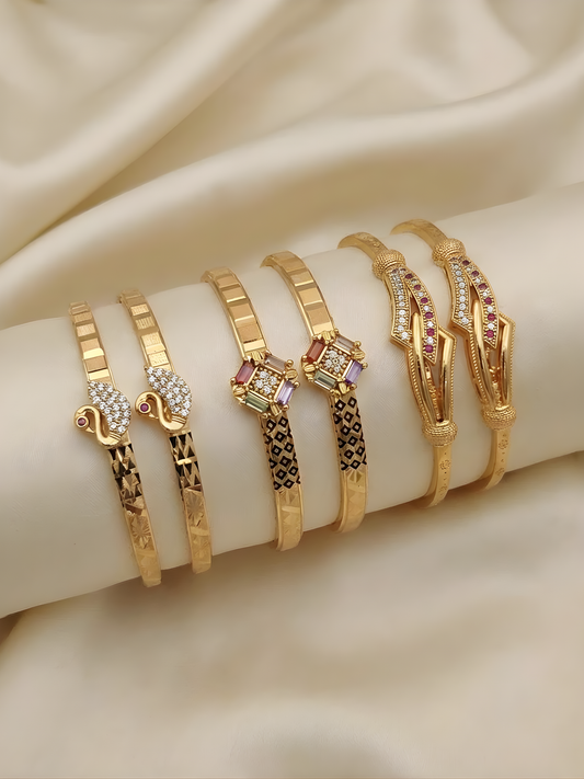 Combo Of 3 Heritage Ruby & Gold Bracelet Set