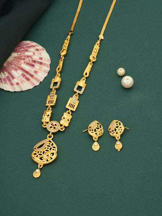 Designer Necklace Sets for Women | Micro Gold Plated Necklace & Earrings with AD Diamonds