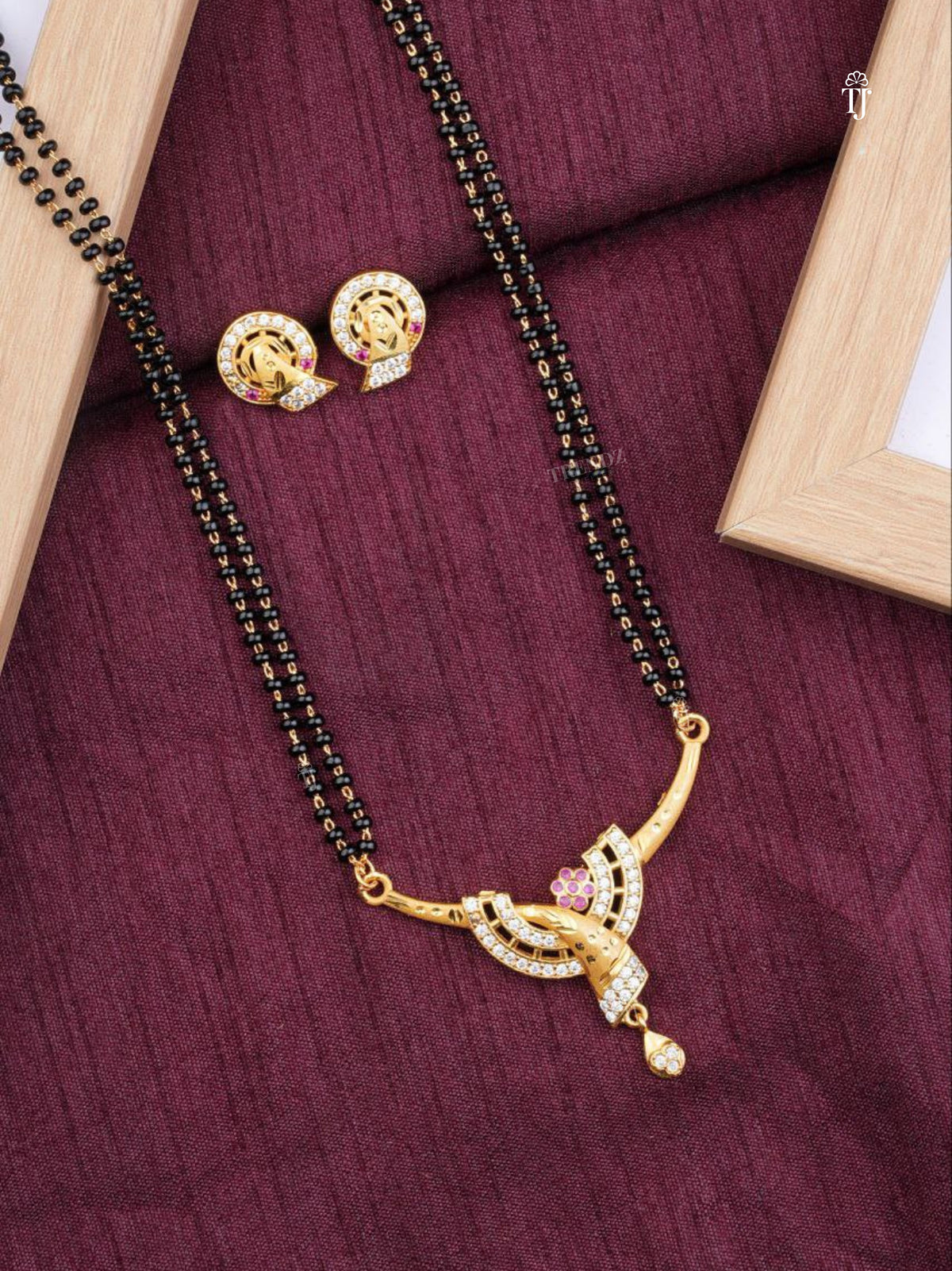 Diamond Mangalsutra Designs | Premium Designer Mangalsutra with Matching Earrings & High‑Quality Black Beads