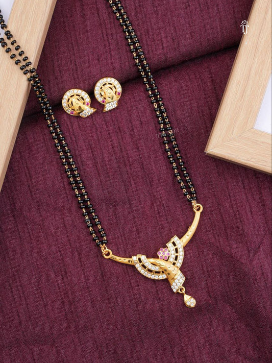 Diamond Mangalsutra Designs | Premium Designer Mangalsutra with Matching Earrings & High‑Quality Black Beads