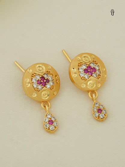 Earrings for Women | Round Shape Brass Earrings with AD Diamonds