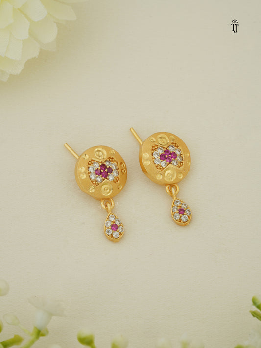 Earrings for Women | Round Shape Brass Earrings with AD Diamonds