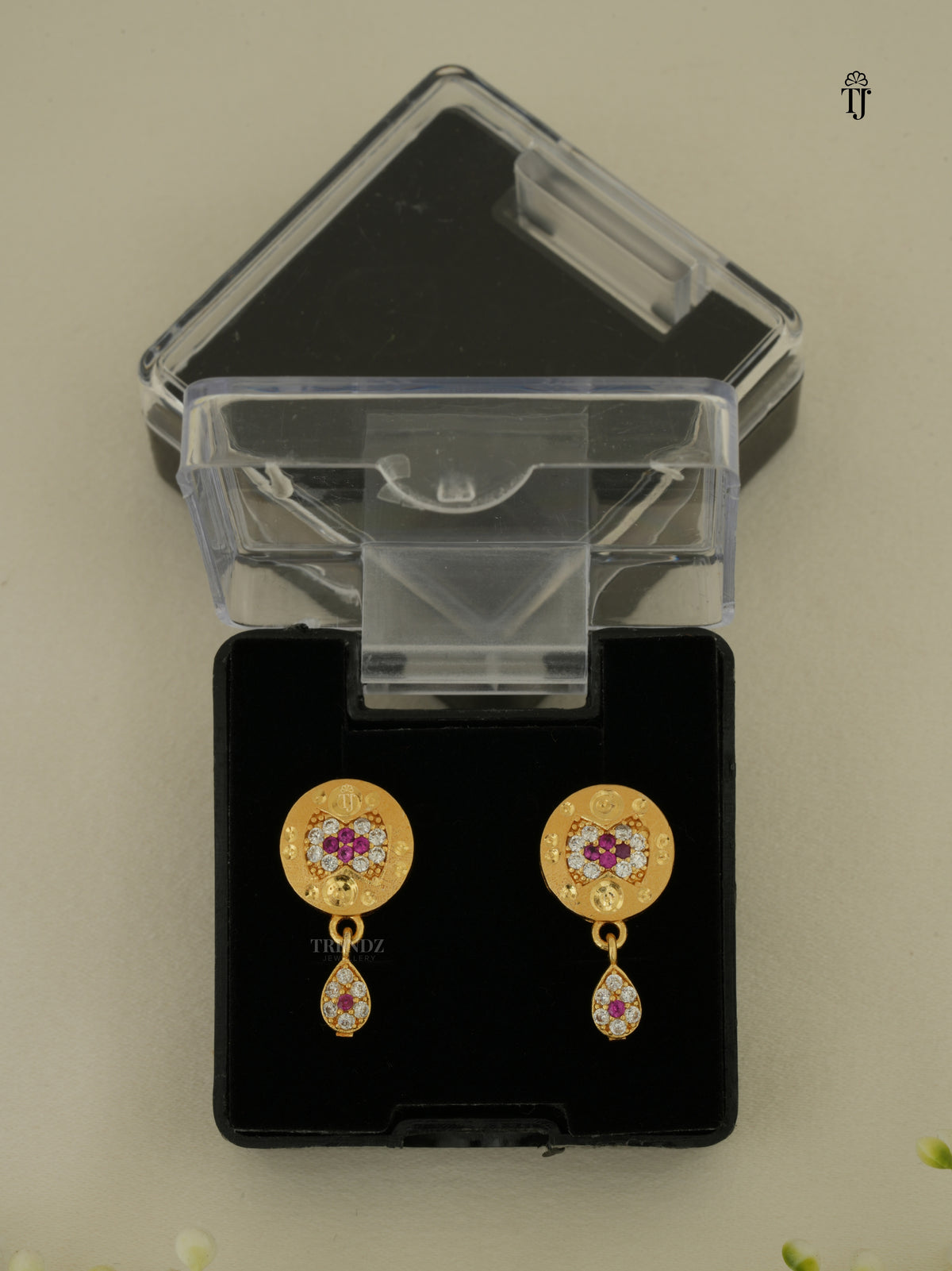 Earrings for Women | Round Shape Brass Earrings with AD Diamonds