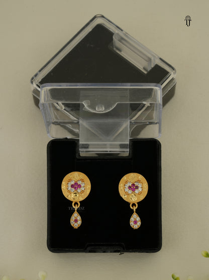 Earrings for Women | Round Shape Brass Earrings with AD Diamonds