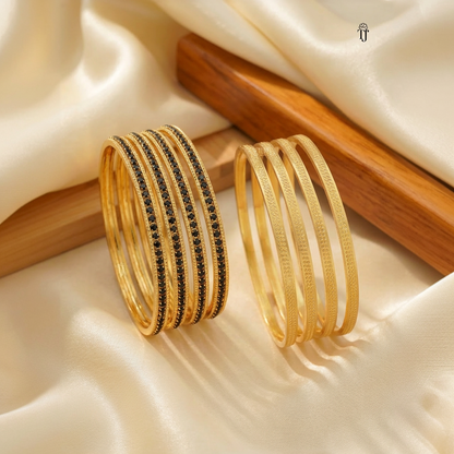 Elegant Gold Finish Daily Wear Bangles Combo Set of 4 Pair