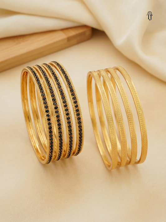 Elegant Gold Finish Daily Wear Bangles Combo Set of 4 Pair
