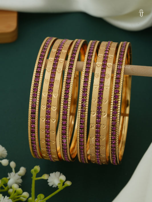Fancy CNC Bangles Online | Pink Exquisite Shape Design Set for Women