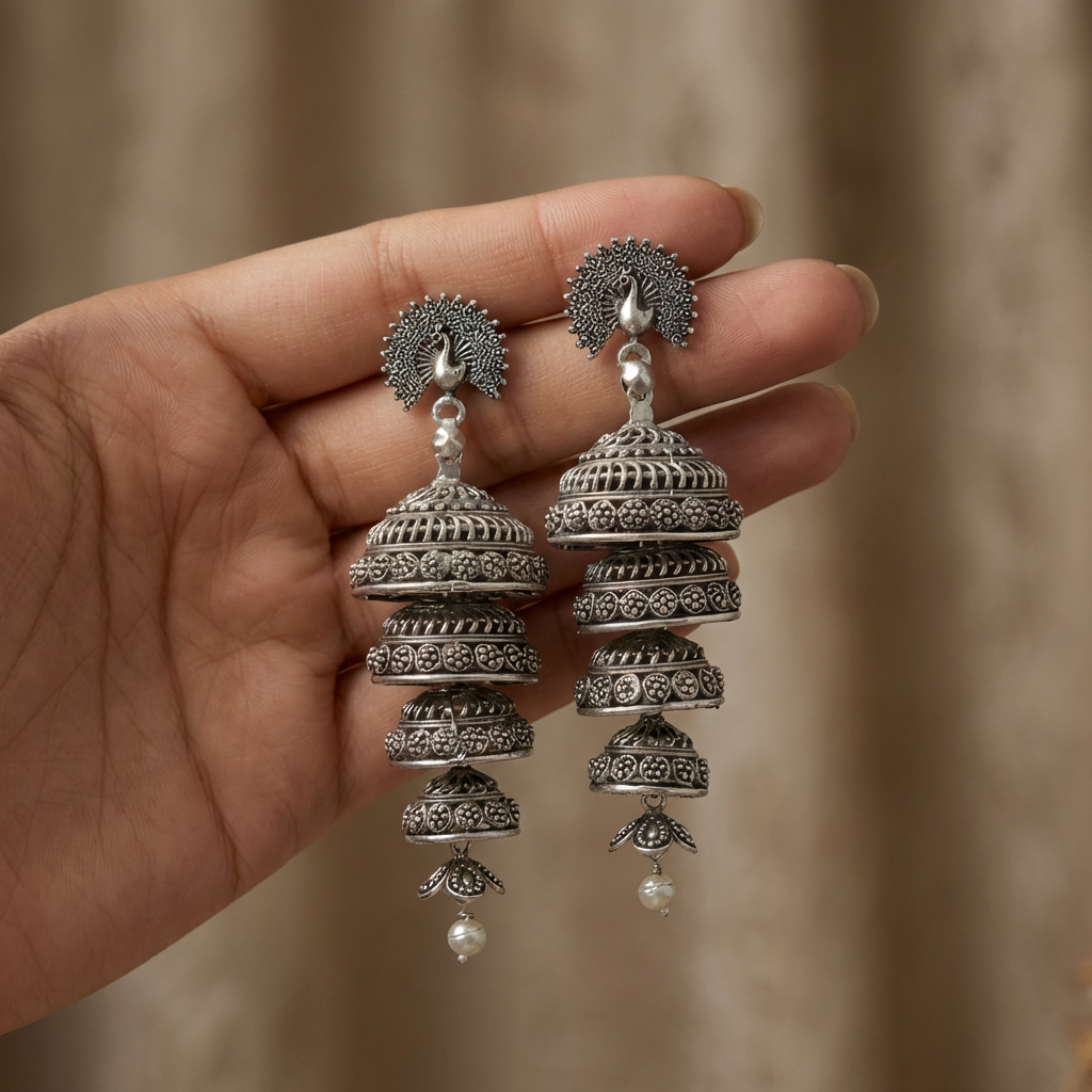 Five Step The Peacock Bloom Jhumka's For Women