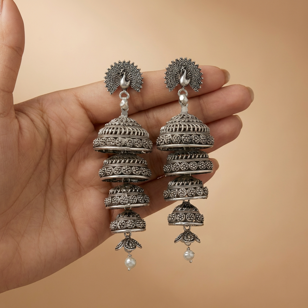 Five Step The Peacock Bloom Jhumka's For Women