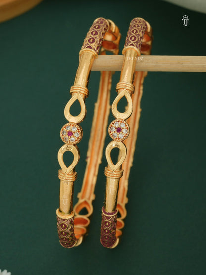 Gold Plated AD Bangles | Best Latest Bangles with Flower AD Design
