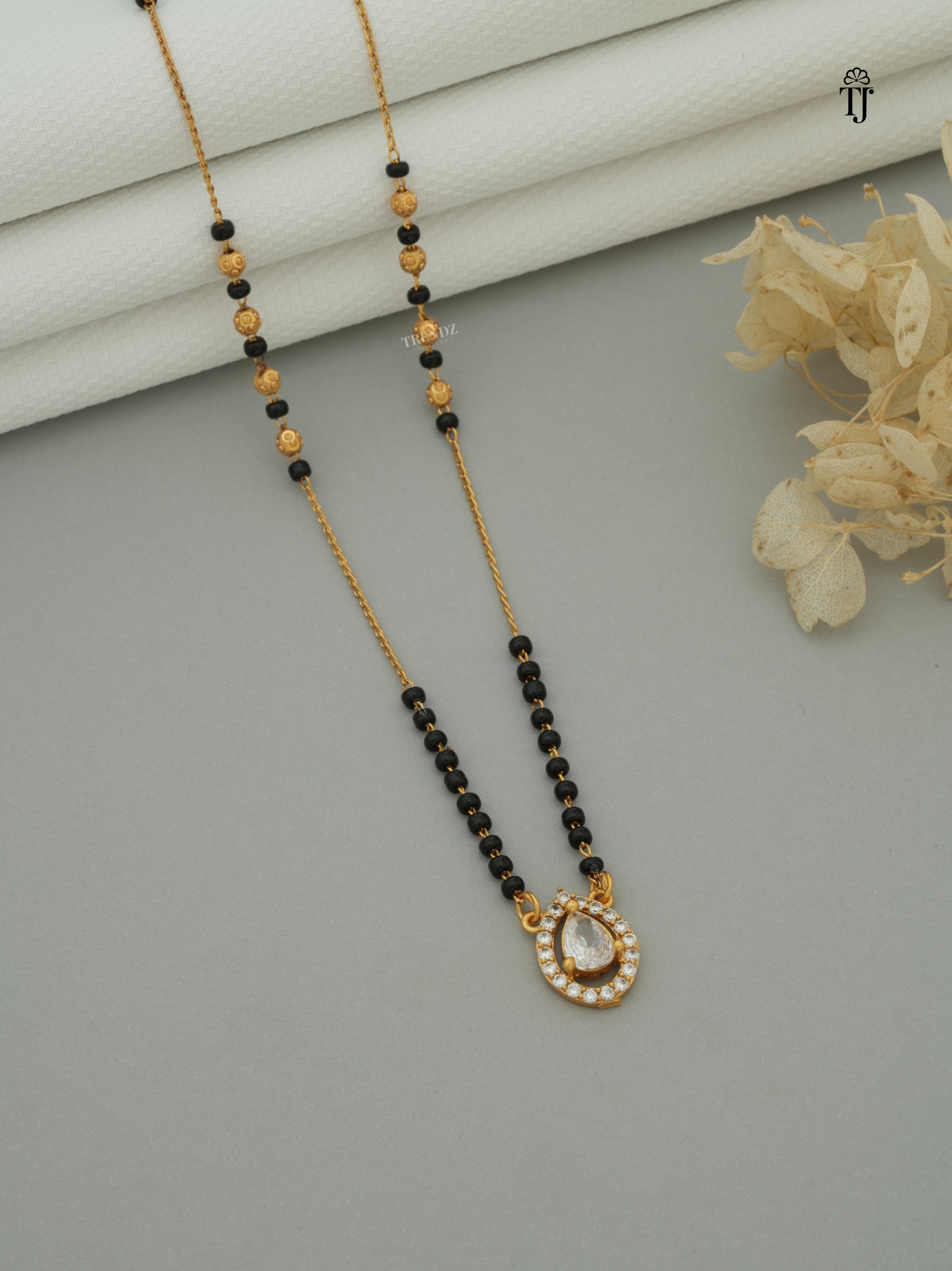 Gold Plated Mangalsutra Design | Stunning Black & Gold Beads with American Diamond