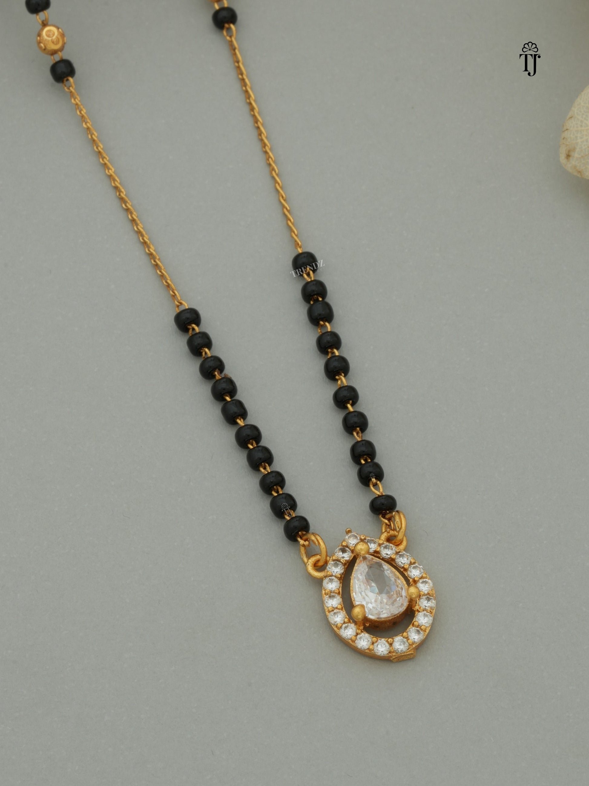 Gold Plated Mangalsutra Design | Stunning Black & Gold Beads with American Diamond