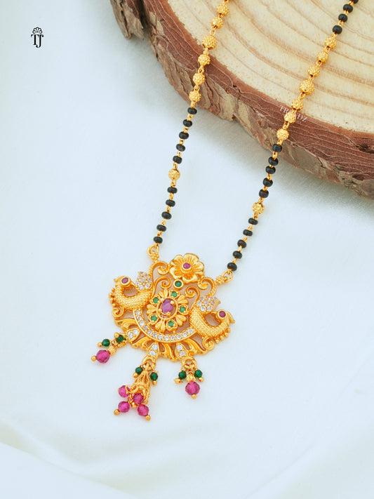 Peacock Design Gold Plated Pendant Mangalsutra For Women