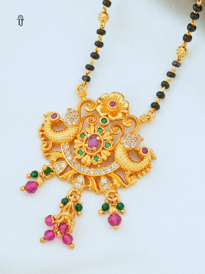Peacock Design Gold Plated Pendant Mangalsutra For Women