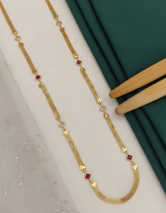 High-Polish Gold-Plated AD Chain With Micro Gold Finish