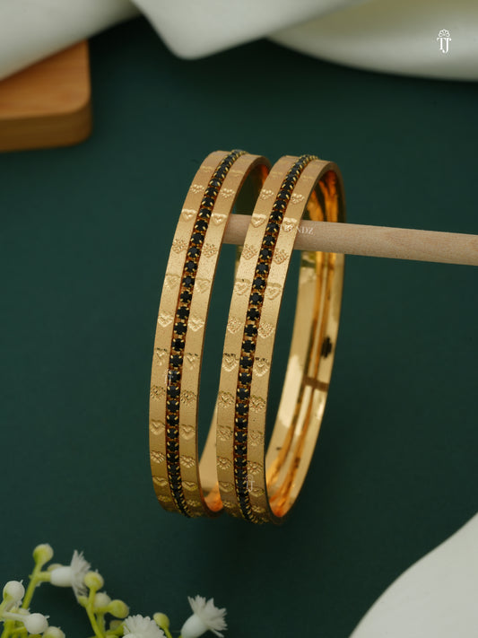 Indian Fashion Bangles | Black Diamond Heart-Shape CNC Design Set
