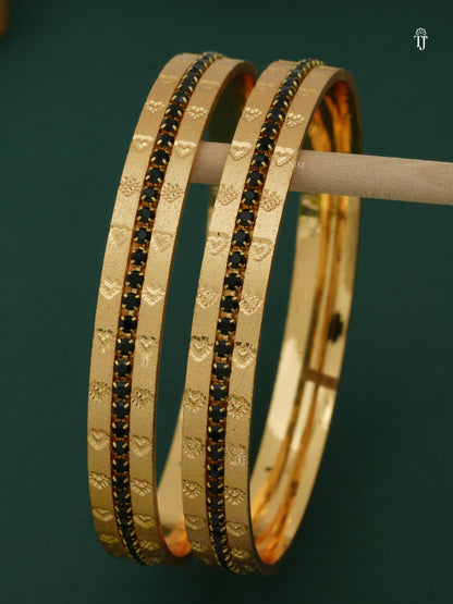 Indian Fashion Bangles | Black Diamond Heart-Shape CNC Design Set