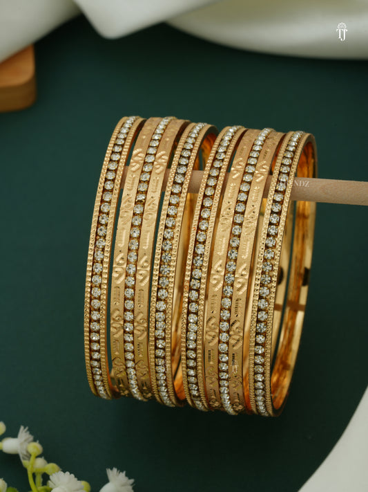 Ladies CNC Bangles | White Special Shape Design Set for Women
